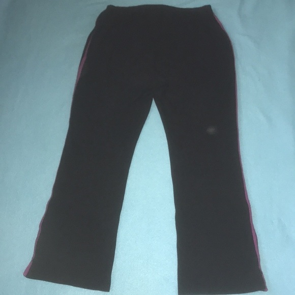 WOMAN WITHIN stretch cotton side stripe boot cut pants black magenta size M - Picture 3 of 11